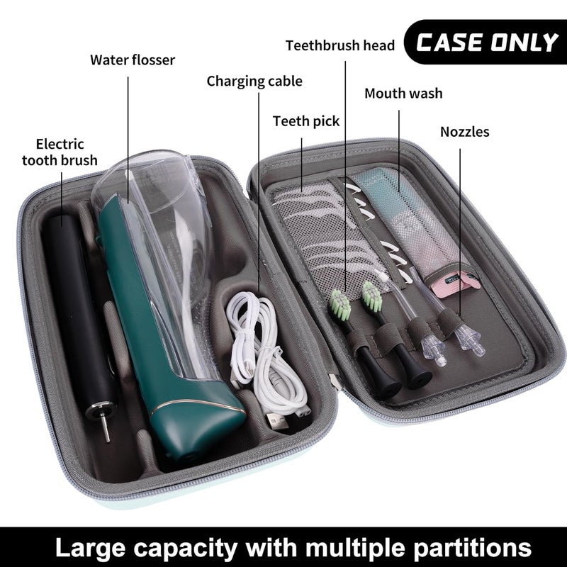 SMYV Water Flosser Travel Case, Portable Dental Oral Irrigator Travel Organizer, Hard Eva Storage Bag for Flosser, Electric Toothbrush, Toothpaset and Irrigator Accessories (Case Only) - Green - Image 2